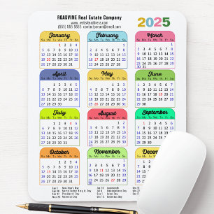 Alfombrilla De Ratón Calendario de colores de 2025 Estadounidenses Fies