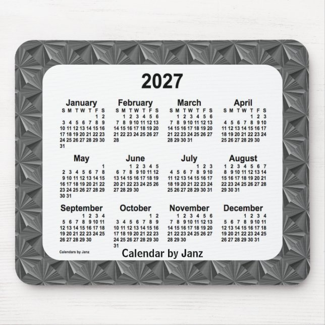 Alfombrilla De Ratón Calendario de diamantes negros 2027, de Janz (Frente)
