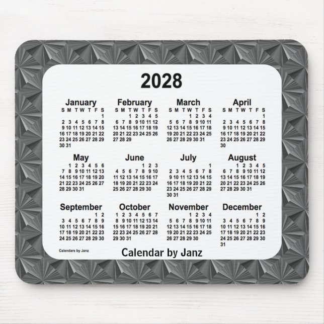 Alfombrilla De Ratón Calendario de diamantes negros 2028, de Janz (Frente)