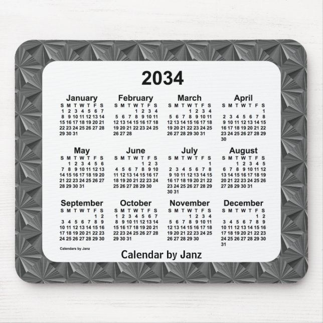 Alfombrilla De Ratón Calendario de diamantes negros 2034, de Janz (Frente)