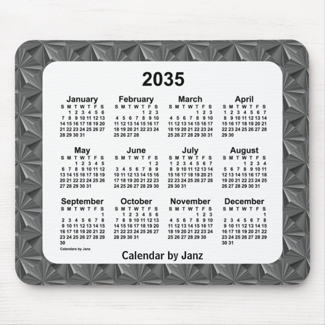 Alfombrilla De Ratón Calendario de diamantes negros 2035, de Janz (Frente)