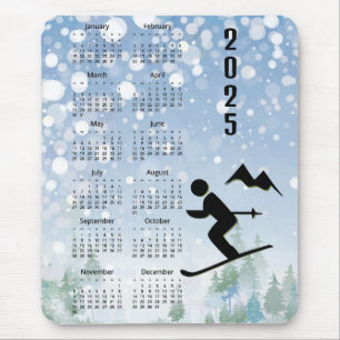Alfombrilla De Ratón Calendario de Diseño de Esquí 2025
