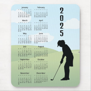 Alfombrilla De Ratón Calendario de Diseño de Golf 2025