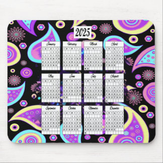 Alfombrilla De Ratón Calendario de diseño de Paisley 2025