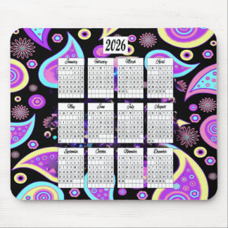 Alfombrilla De Ratón Calendario de diseño de Paisley 2026