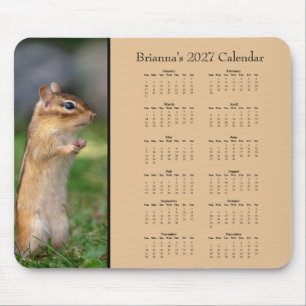 Alfombrilla De Ratón Calendario de escritorio personalizado de ardilla