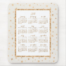 Calendario de Estrellas de Relieve metalizado dora