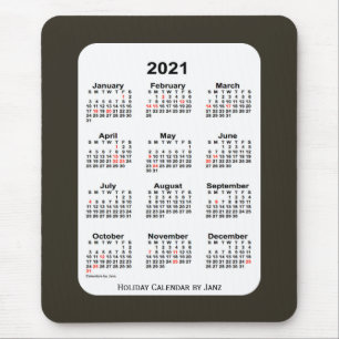 Alfombrilla De Ratón Calendario de feriados azules de Sepia 2021, de Ja