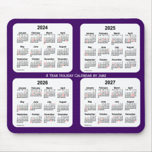 Alfombrilla De Ratón Calendario de festividades púrpura de 2024-2027, d