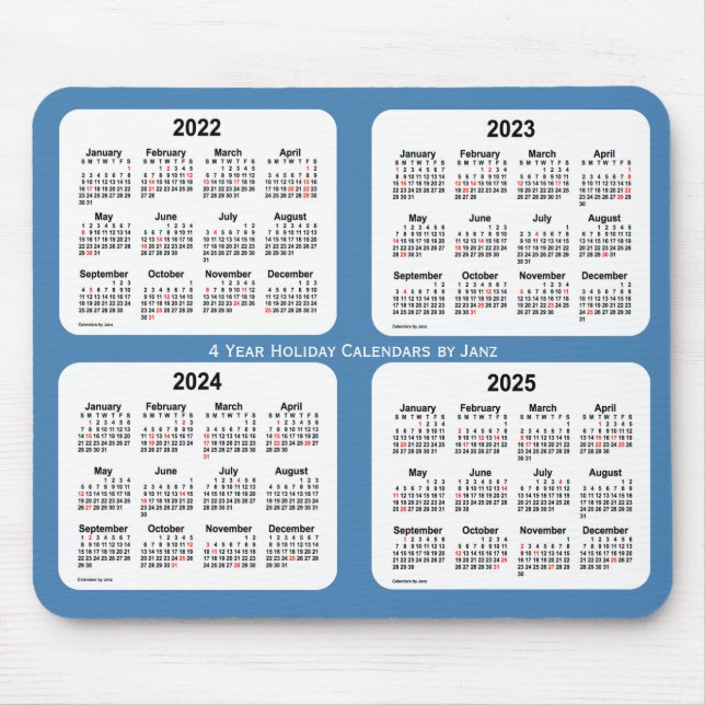 Alfombrilla De Ratón Calendario de festividades Steel Blue de 2022-2025 (Frente)