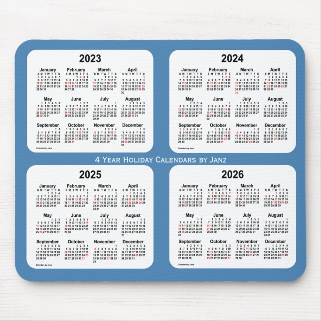 Alfombrilla De Ratón Calendario de festividades Steel Blue de 2023-2026 (Frente)
