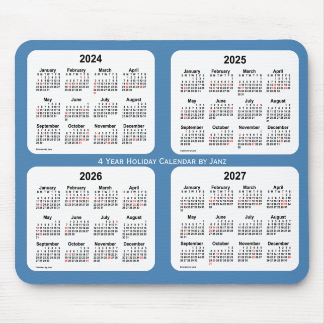 Alfombrilla De Ratón Calendario de festividades Steel Blue de 2024-2027 (Frente)