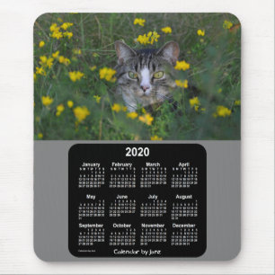 Alfombrilla De Ratón Calendario de flores de gato gitano de 2020, por J