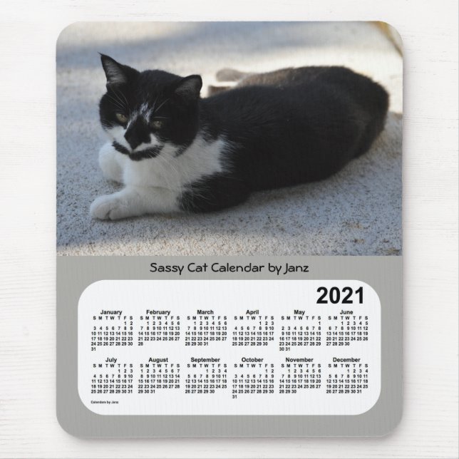Alfombrilla De Ratón Calendario de gatos de 2021, de Janz (Frente)