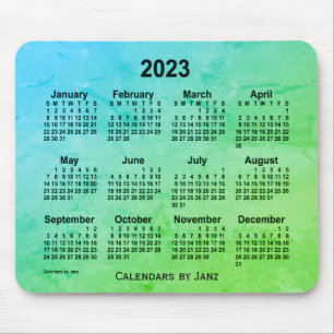 Alfombrilla De Ratón Calendario de gris de hoja verde 2023, de Janz Mou