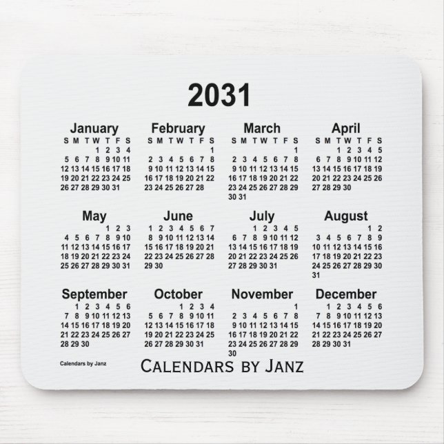Alfombrilla De Ratón Calendario de humo blanco 2031 de Janz Mouse Pad (Frente)