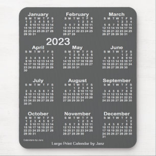 Alfombrilla De Ratón Calendario de impresión a gran escala de carbón de