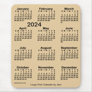 Alfombrilla De Ratón Calendario de impresión a gran escala de Sepia 20
