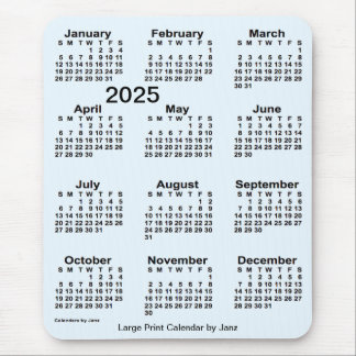 Alfombrilla De Ratón Calendario de impresión grande Alice Blue 2025 de