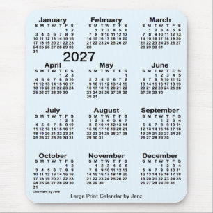 Alfombrilla De Ratón Calendario de impresión grande Alice Blue 2027 de 