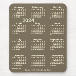 Alfombrilla De Ratón Calendario de impresión grande de Sepia oscura 202
