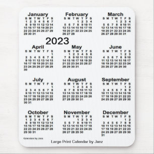 Alfombrilla De Ratón Calendario de impresión grande en blanco de 2023, 