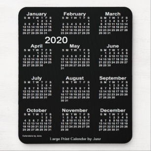 Alfombrilla De Ratón Calendario de impresión grande en blanco neón 2020