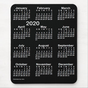 Alfombrilla De Ratón Calendario de impresión grande en blanco neón 2020