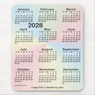 Alfombrilla De Ratón Calendario de impresión grande en la nube arcoiris
