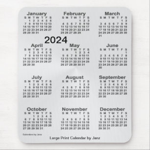 Alfombrilla De Ratón Calendario de impresión grande plateado 2024, de 