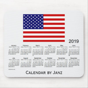 Alfombrilla De Ratón Calendario de la bandera de los 2019 E.E.U.U. por
