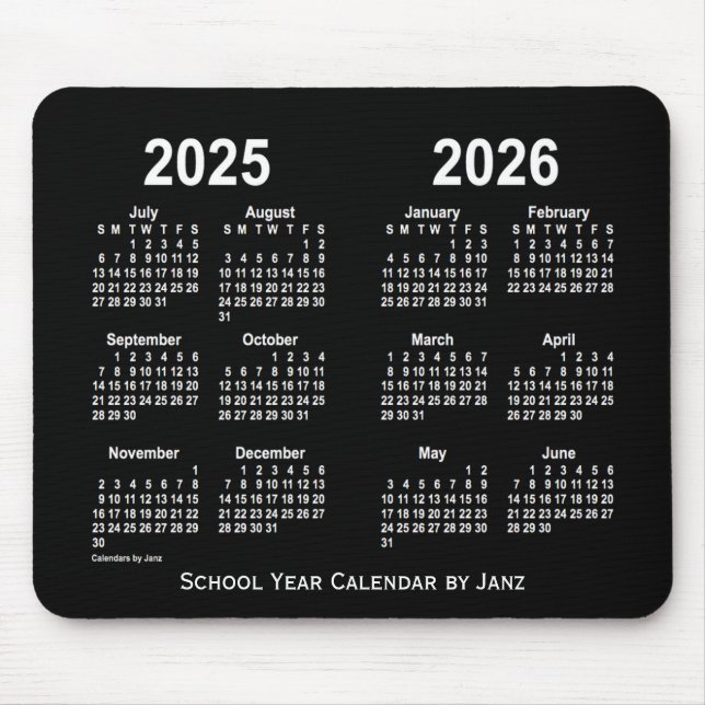 Alfombrilla De Ratón Calendario de la Escuela Blanca Neon 2025-2026, de (Frente)