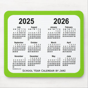 Alfombrilla De Ratón Calendario de la Escuela Verde Amarilla 2025-2026,