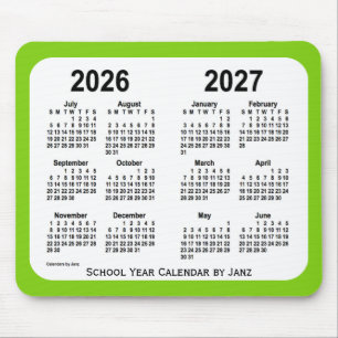 Alfombrilla De Ratón Calendario de la Escuela Verde Amarilla 2026-2027,
