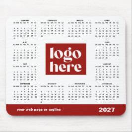 Alfombrilla De Ratón Calendario de Logo Empresarial Rojo 2027