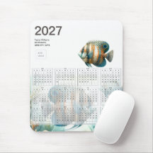 Calendario de logotipo de negocio acuático de pece