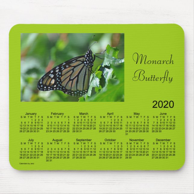 Alfombrilla De Ratón Calendario de mariposas monarca 2020, de Janz (Frente)