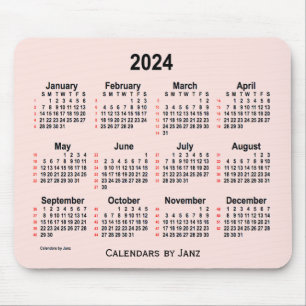 Alfombrilla De Ratón Calendario de Misty Rosa 52 semanas 2024 de Janz