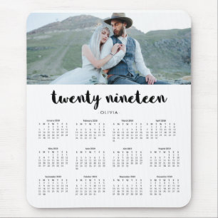 Alfombrilla De Ratón Calendario de moda simple 2019 de la foto de la