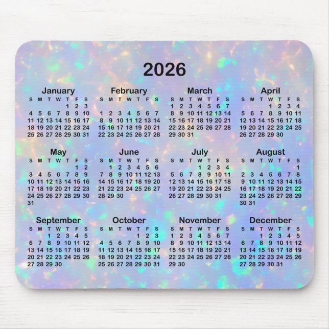 Alfombrilla De Ratón Calendario de ómbre óptico de perwinkle (Frente)