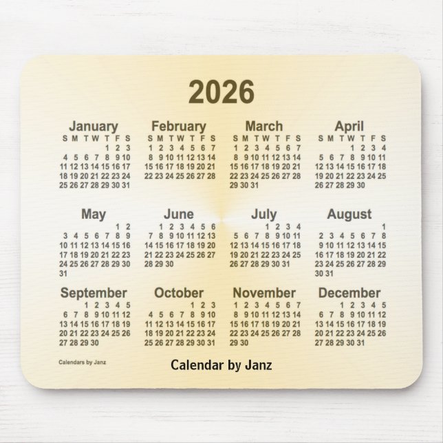 Alfombrilla De Ratón Calendario de Oro 2026 por Janz (Frente)