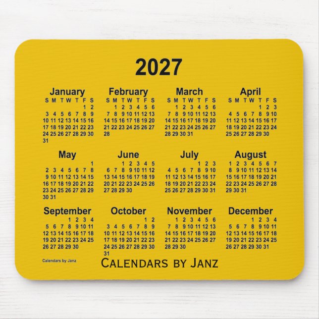 Alfombrilla De Ratón Calendario de oro de 2027 por Janz Mouse Pad (Frente)