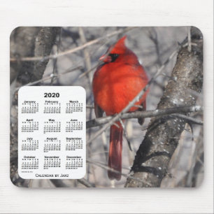 Alfombrilla De Ratón Calendario de pájaros cardenales 2020, de Janz