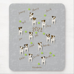 Alfombrilla De Ratón Calendario de Parson Jack Russell Terriers gris 20