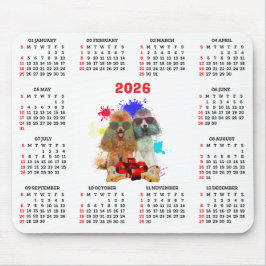 Alfombrilla De Ratón Calendario de perro caniche lindo personalizable 
