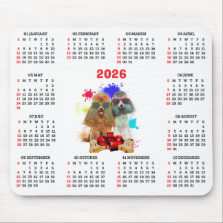 Alfombrilla De Ratón Calendario de perro caniche lindo personalizable
