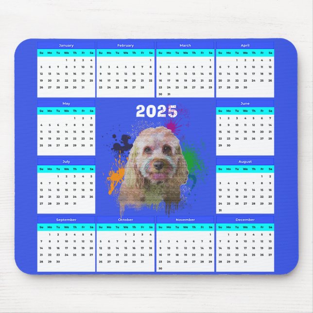 Alfombrilla De Ratón Calendario de perro de Cavapoo personalizado perso (Frente)