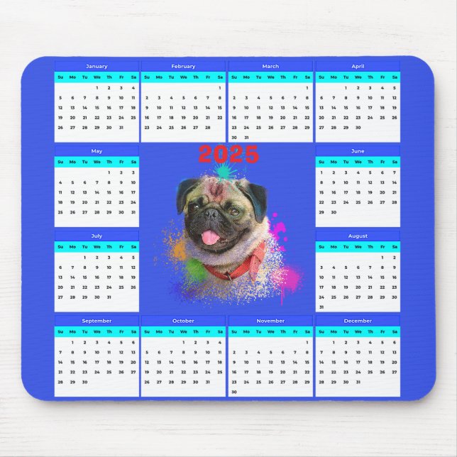 Alfombrilla De Ratón Calendario de perro de cuchara personalizable (Frente)