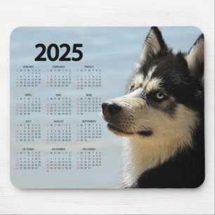 Alfombrilla De Ratón Calendario de Perros Husky Siberiano 2025