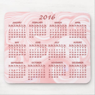 Alfombrilla De Ratón Calendario De Pink Swirl 2016